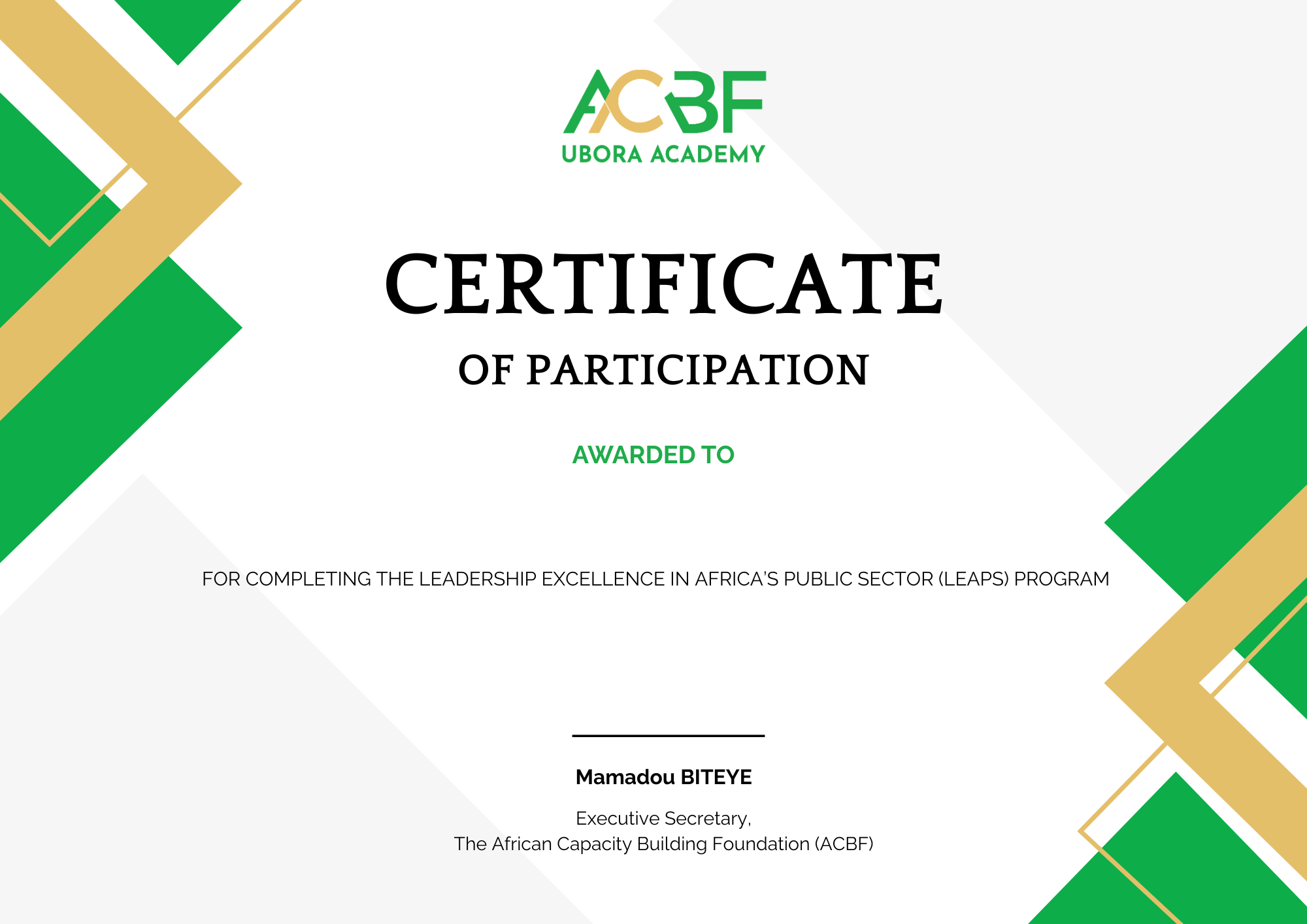 Ubola Certificate